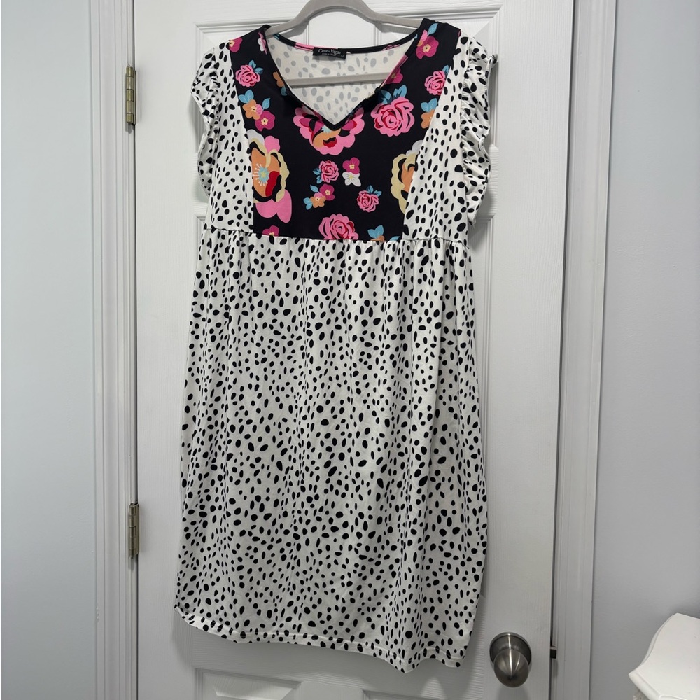 Coeur de Vague Polka Dot Floral Dress